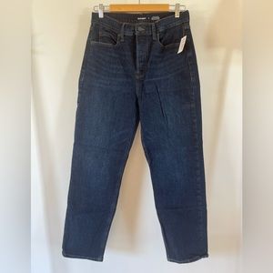 Dark wash button fly high waist Jean